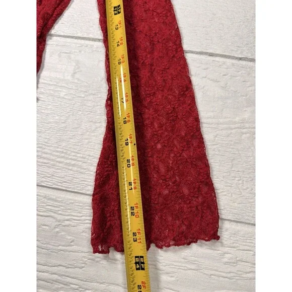 Thirty Thirty LA Red Lace Ruffle Tie Front Top Bell Sleeve Sheer Coquette NWT - Picture 14 of 15